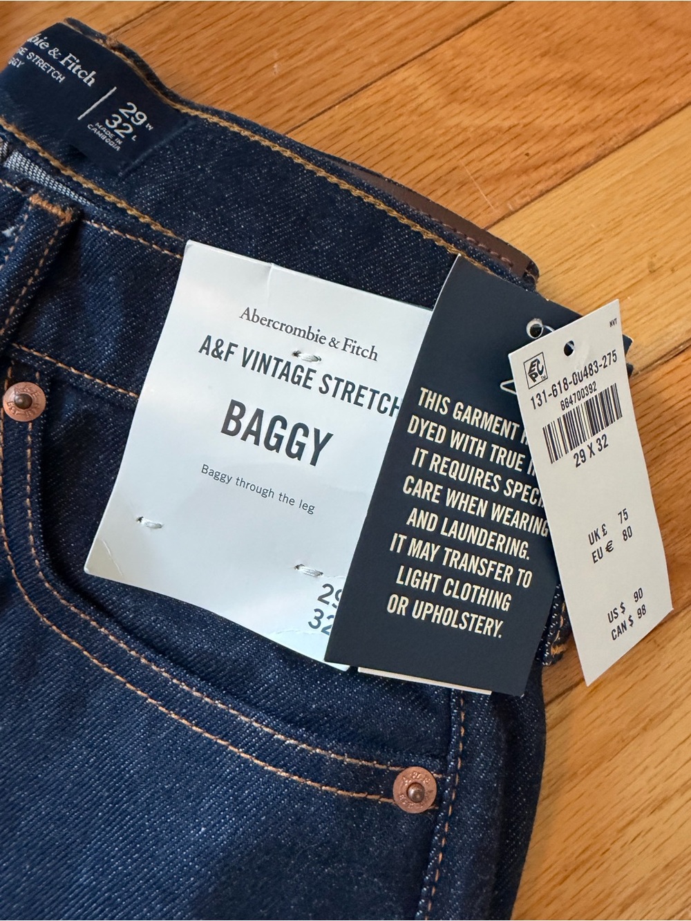 Abercrombie & Fitch Baggy Vintage Stretch Jeans - Dark Blue